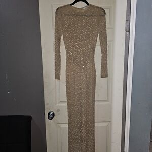 Fashion Nova Nude Long Sleeve Dress